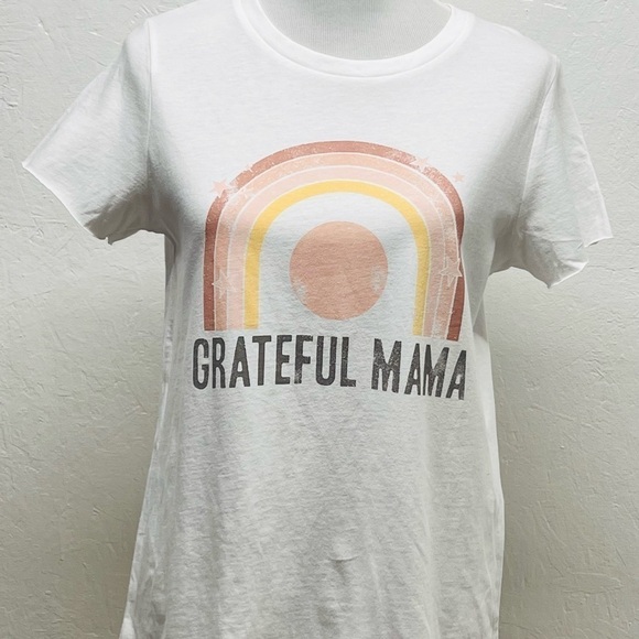 Grayson Threads Women's Raw Hem T-shirt ‘Grateful Mama’ Rainbow - Picture 5 of 8